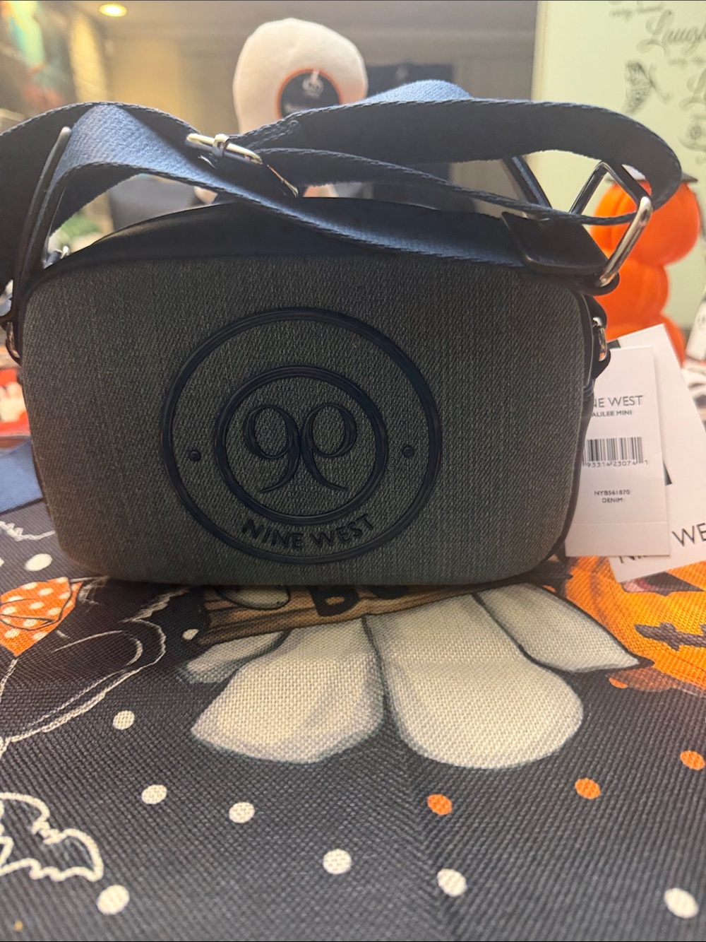 Nine West Gray Crossbody Bag with Black Strap